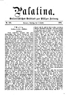 Palatina (Pfälzer Zeitung) Samstag 7. Oktober 1876