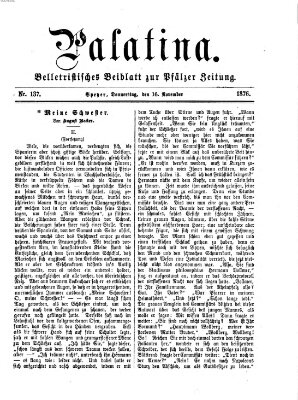 Palatina (Pfälzer Zeitung) Donnerstag 16. November 1876