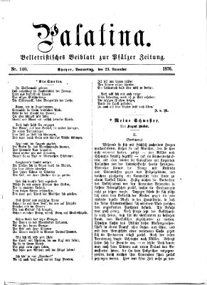 Palatina (Pfälzer Zeitung) Donnerstag 23. November 1876