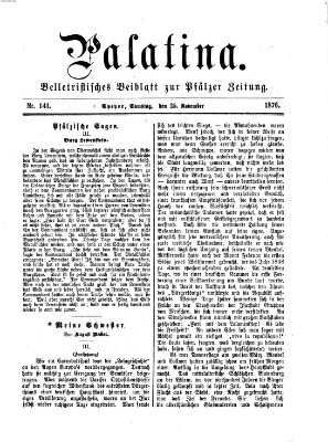 Palatina (Pfälzer Zeitung) Samstag 25. November 1876