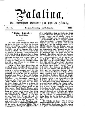 Palatina (Pfälzer Zeitung) Donnerstag 30. November 1876