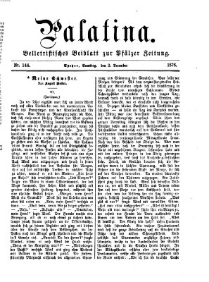 Palatina (Pfälzer Zeitung) Samstag 2. Dezember 1876