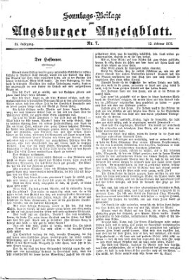 Augsburger Anzeigeblatt. Sonntags-Beilage zum Augsburger Anzeigblatt (Augsburger Anzeigeblatt) Sonntag 13. Februar 1876