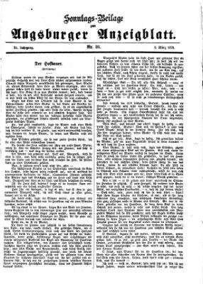 Augsburger Anzeigeblatt. Sonntags-Beilage zum Augsburger Anzeigblatt (Augsburger Anzeigeblatt) Sonntag 5. März 1876