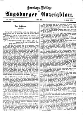 Augsburger Anzeigeblatt. Sonntags-Beilage zum Augsburger Anzeigblatt (Augsburger Anzeigeblatt) Sonntag 2. April 1876