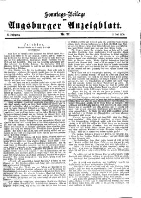 Augsburger Anzeigeblatt. Sonntags-Beilage zum Augsburger Anzeigblatt (Augsburger Anzeigeblatt) Sonntag 2. Juli 1876