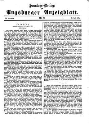 Augsburger Anzeigeblatt. Sonntags-Beilage zum Augsburger Anzeigblatt (Augsburger Anzeigeblatt) Sonntag 30. Juli 1876