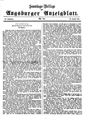 Augsburger Anzeigeblatt. Sonntags-Beilage zum Augsburger Anzeigblatt (Augsburger Anzeigeblatt) Sonntag 20. August 1876