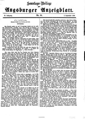 Augsburger Anzeigeblatt. Sonntags-Beilage zum Augsburger Anzeigblatt (Augsburger Anzeigeblatt) Sonntag 3. September 1876