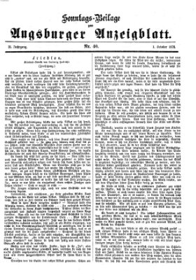 Augsburger Anzeigeblatt. Sonntags-Beilage zum Augsburger Anzeigblatt (Augsburger Anzeigeblatt) Sonntag 1. Oktober 1876