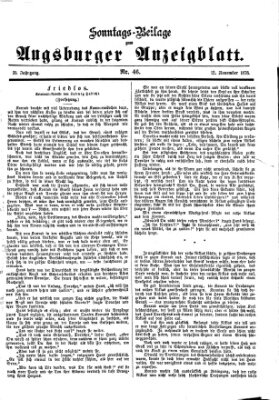 Augsburger Anzeigeblatt. Sonntags-Beilage zum Augsburger Anzeigblatt (Augsburger Anzeigeblatt) Sonntag 12. November 1876