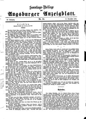 Augsburger Anzeigeblatt. Sonntags-Beilage zum Augsburger Anzeigblatt (Augsburger Anzeigeblatt) Sonntag 31. Dezember 1876