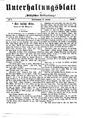 Unterhaltungsblatt zur Kaiserslauterer Zeitung (Pfälzische Volkszeitung) Sonntag 23. Januar 1876