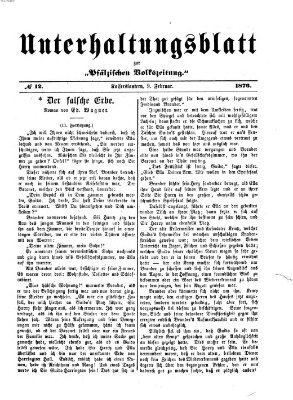 Unterhaltungsblatt zur Kaiserslauterer Zeitung (Pfälzische Volkszeitung) Mittwoch 9. Februar 1876