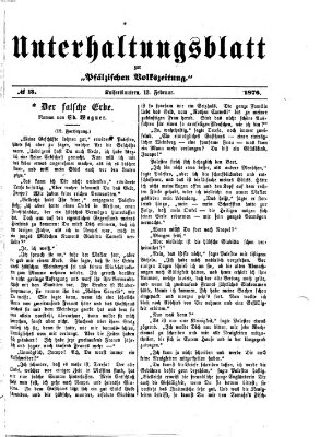 Unterhaltungsblatt zur Kaiserslauterer Zeitung (Pfälzische Volkszeitung) Sonntag 13. Februar 1876