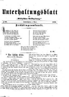 Unterhaltungsblatt zur Kaiserslauterer Zeitung (Pfälzische Volkszeitung) Mittwoch 5. April 1876