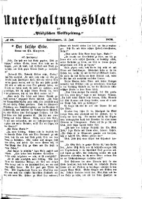 Unterhaltungsblatt zur Kaiserslauterer Zeitung (Pfälzische Volkszeitung) Mittwoch 14. Juni 1876