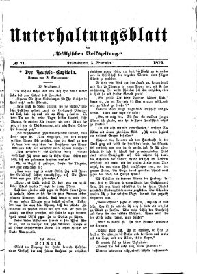 Unterhaltungsblatt zur Kaiserslauterer Zeitung (Pfälzische Volkszeitung) Sonntag 3. September 1876