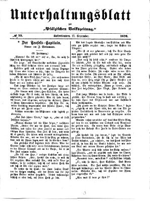 Unterhaltungsblatt zur Kaiserslauterer Zeitung (Pfälzische Volkszeitung) Sonntag 17. September 1876