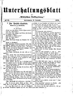 Unterhaltungsblatt zur Kaiserslauterer Zeitung (Pfälzische Volkszeitung) Mittwoch 20. September 1876