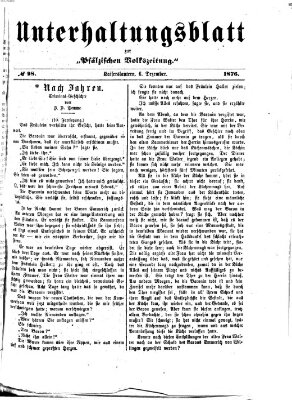 Unterhaltungsblatt zur Kaiserslauterer Zeitung (Pfälzische Volkszeitung) Mittwoch 6. Dezember 1876