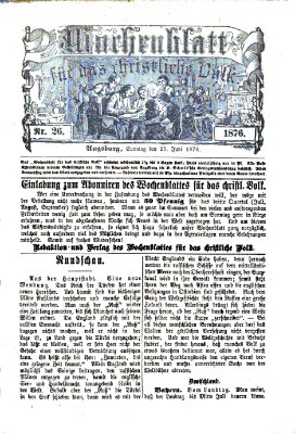 Wochenblatt für das christliche Volk Sonntag 25. Juni 1876