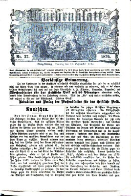 Wochenblatt für das christliche Volk Sonntag 10. September 1876