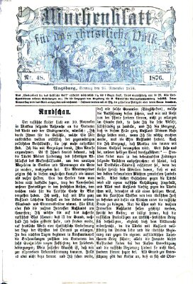 Wochenblatt für das christliche Volk Sonntag 26. November 1876