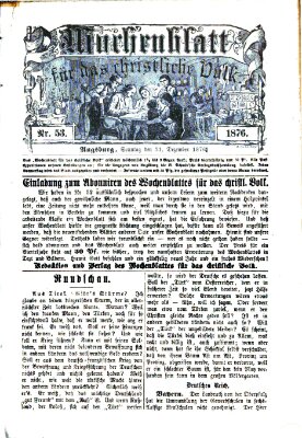 Wochenblatt für das christliche Volk Sonntag 31. Dezember 1876