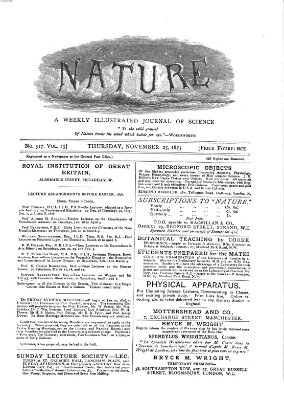 Nature Donnerstag 25. November 1875