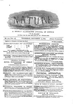 Nature Donnerstag 23. Dezember 1875