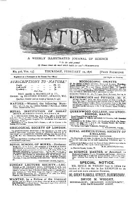 Nature Donnerstag 10. Februar 1876