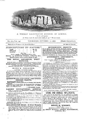 Nature Donnerstag 12. Oktober 1876