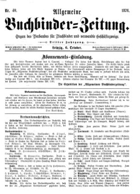 Allgemeine Buchbinderzeitung Freitag 6. Oktober 1876