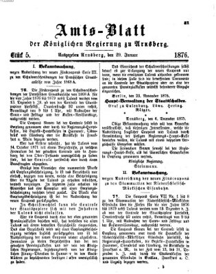 Amtsblatt für den Regierungsbezirk Arnsberg Samstag 29. Januar 1876