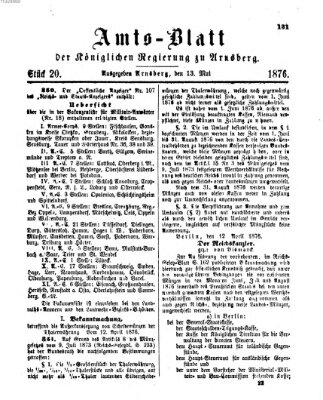 Amtsblatt für den Regierungsbezirk Arnsberg Samstag 13. Mai 1876