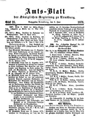 Amtsblatt für den Regierungsbezirk Arnsberg Samstag 3. Juni 1876