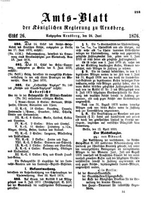 Amtsblatt für den Regierungsbezirk Arnsberg Samstag 24. Juni 1876