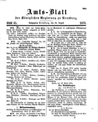 Amtsblatt für den Regierungsbezirk Arnsberg Samstag 26. August 1876