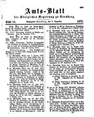 Amtsblatt für den Regierungsbezirk Arnsberg Samstag 9. Dezember 1876