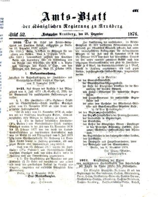 Amtsblatt für den Regierungsbezirk Arnsberg Samstag 23. Dezember 1876