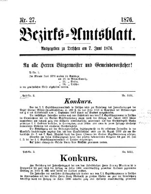 Bezirks-Amtsblatt Mittwoch 7. Juni 1876