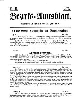 Bezirks-Amtsblatt Mittwoch 21. Juni 1876