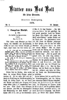 Blätter aus Bad Boll für seine Freunde Samstag 22. Januar 1876