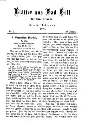 Blätter aus Bad Boll für seine Freunde Samstag 29. Januar 1876