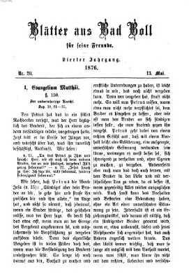 Blätter aus Bad Boll für seine Freunde Samstag 13. Mai 1876