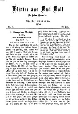 Blätter aus Bad Boll für seine Freunde Samstag 29. Juli 1876