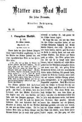 Blätter aus Bad Boll für seine Freunde Samstag 5. August 1876