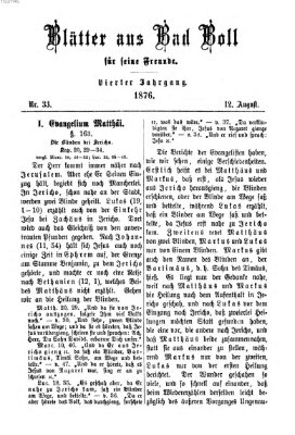 Blätter aus Bad Boll für seine Freunde Samstag 12. August 1876