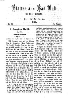 Blätter aus Bad Boll für seine Freunde Samstag 19. August 1876